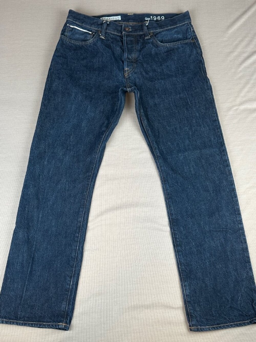 Gap 1969 Men’s Straight Fit Selvedge Raw Denim Jeans 34x30 100% Cotton